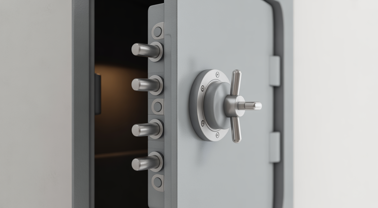 Residential safe room door installed in a modern home interior